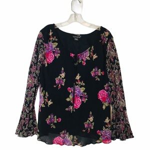 Temptations Black Floral Print Blouse